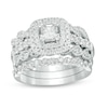 Thumbnail Image 1 of Previously Owned - 1-5/8 CT. T.W. Princess-Cut Diamond Double Frame Four Piece Bridal Set in 14K White Gold