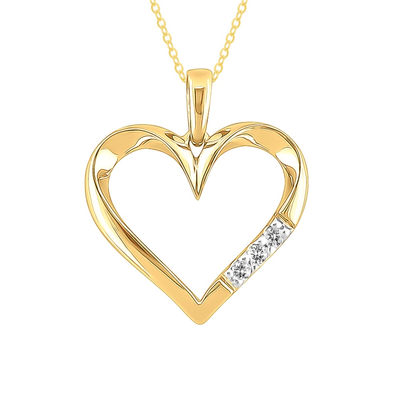 Main Image 1 of Previously Owned - 1/20 CT. T.W. Diamond Three Stone Heart Pendant in 10K Gold