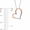 Thumbnail Image 2 of Previously Owned - Diamond Accent Three Stone Tilted Heart Pendant in 10K Rose Gold