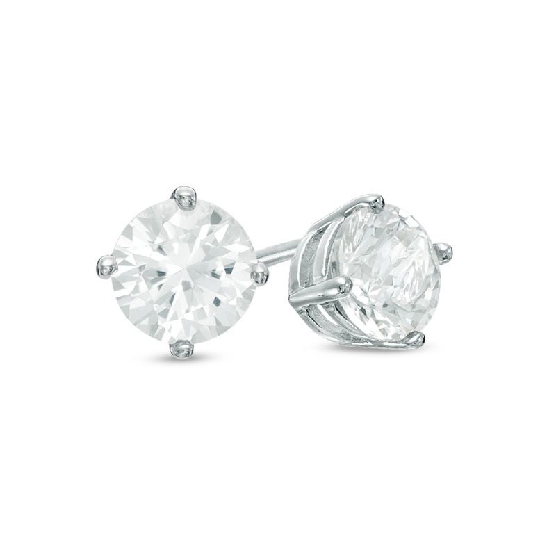 Main Image 1 of Previously Owned - 6.5mm Lab-Created White Sapphire Stud Earrings in Sterling Silver