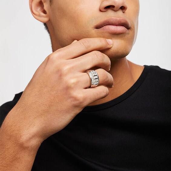 Previously Owned - 1-1/2 CT. T.w. Diamond Vertical Multi-Row Ring in 14K White Gold