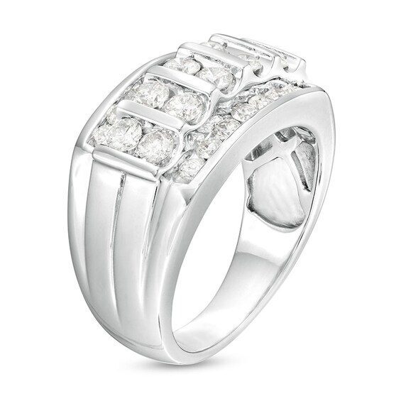 Previously Owned - 1-1/2 CT. T.w. Diamond Vertical Multi-Row Ring in 14K White Gold