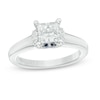 Thumbnail Image 1 of Previously Owned - Vera Wang Love Collection 1 CT. T.W. Princess-Cut Diamond Collar Engagement Ring in 14K White Gold