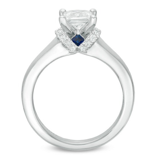 Previously Owned - Vera Wang Love Collection 1 CT. T.w. Princess-Cut Diamond Collar Engagement Ring in 14K White Gold