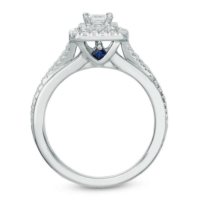 Previously Owned - Vera Wang Love Collection 5/8 CT. T.W. Princess-Cut Diamond Frame Engagement Ring in 14K White Gold