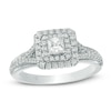 Thumbnail Image 1 of Previously Owned - Vera Wang Love Collection 5/8 CT. T.W. Diamond Double Frame Engagement Ring in 14K White Gold
