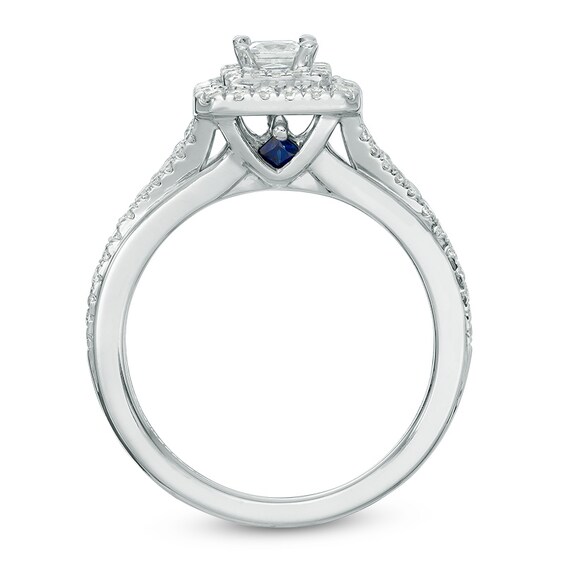 Previously Owned - Vera Wang Love Collection 5/8 CT. T.w. Diamond Double Frame Engagement Ring in 14K White Gold