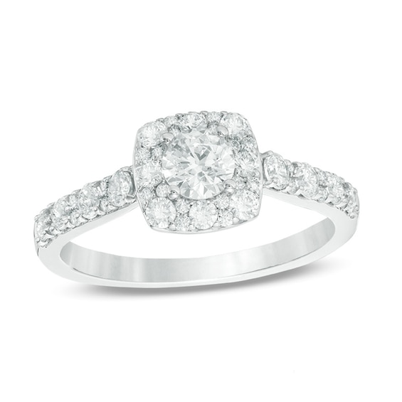 Previously Owned - Love's Destiny by Zales 1 CT. T.w. Diamond Cushion Frame Engagement Ring in 14K Two-Tone Gold