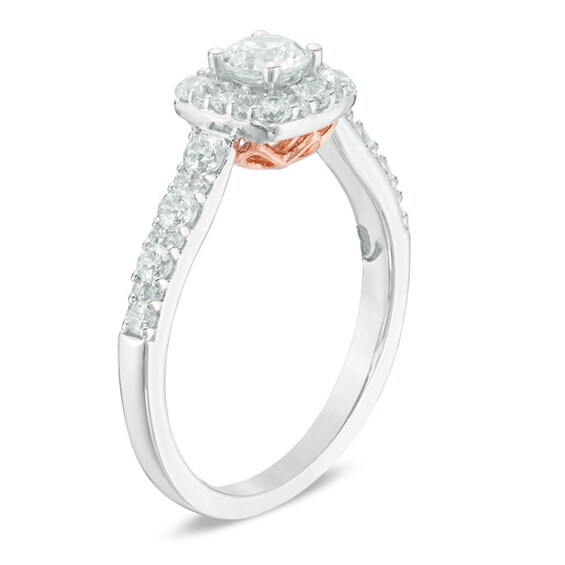 Previously Owned - Love's Destiny by Zales 1 CT. T.w. Diamond Cushion Frame Engagement Ring in 14K Two-Tone Gold