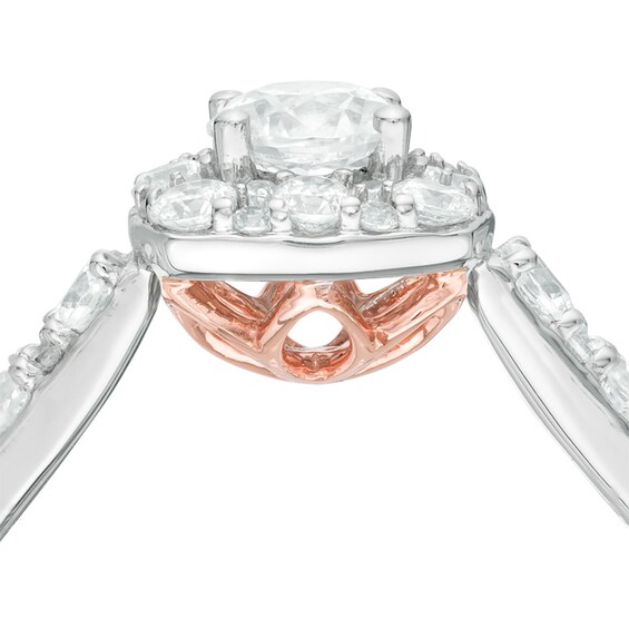 Previously Owned - Love's Destiny by Zales 1 CT. T.w. Diamond Cushion Frame Engagement Ring in 14K Two-Tone Gold