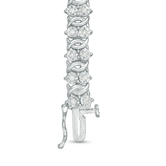 Previously Owned - 1 CT. T.W. Diamond Two Stone Link Bracelet in Sterling Silver - 7.5" Previously Owned - 1 CT. T.W. Diamond Two Stone Link Bracelet in Sterling Silver - 7.5"