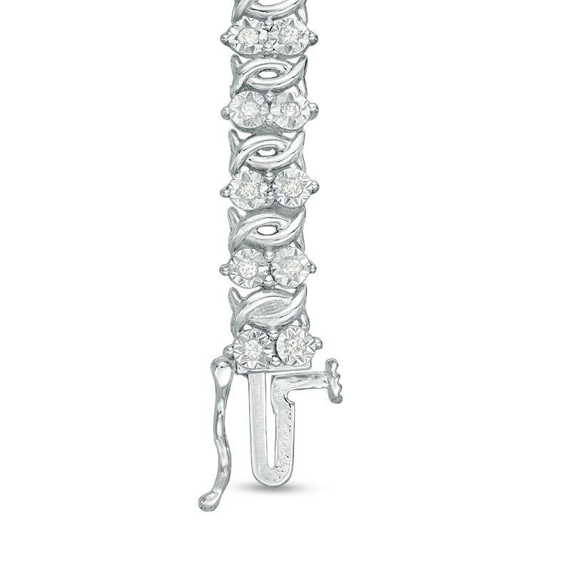Main Image 2 of Previously Owned - 1 CT. T.W. Diamond Two Stone Link Bracelet in Sterling Silver - 7.5"