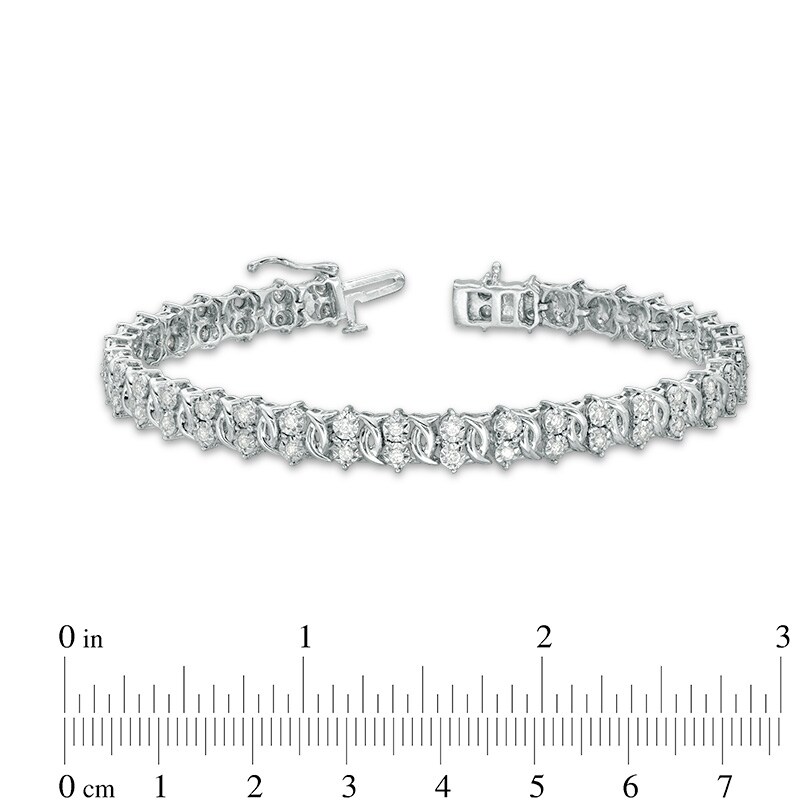 Main Image 3 of Previously Owned - 1 CT. T.W. Diamond Two Stone Link Bracelet in Sterling Silver - 7.5"