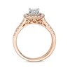 Thumbnail Image 4 of Previously Owned - 5/8 CT. T.W. Quad Princess-Cut Diamond Double Frame Bridal Set in 14K Rose Gold