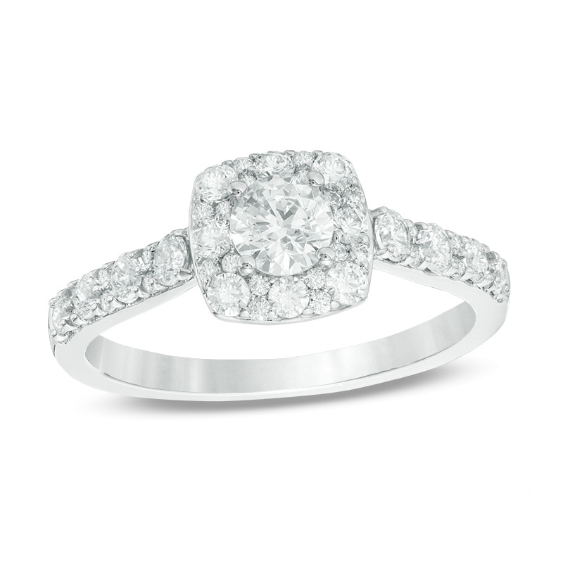 Main Image 1 of Previously Owned - Love's Destiny by Peoples 1 CT. T.W. Diamond Square Engagement Ring in 14K Two-Tone Gold (I/SI2)
