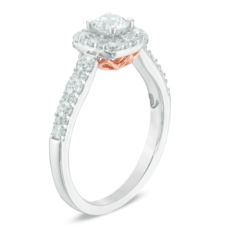 Main Image 2 of Previously Owned - Love's Destiny by Peoples 1 CT. T.W. Diamond Square Engagement Ring in 14K Two-Tone Gold (I/SI2)