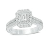 Thumbnail Image 1 of Previously Owned - Vera Wang Love Collection 1 CT. T.W. Emerald-Cut Diamond Double Row Engagement Ring in 14K White Gold