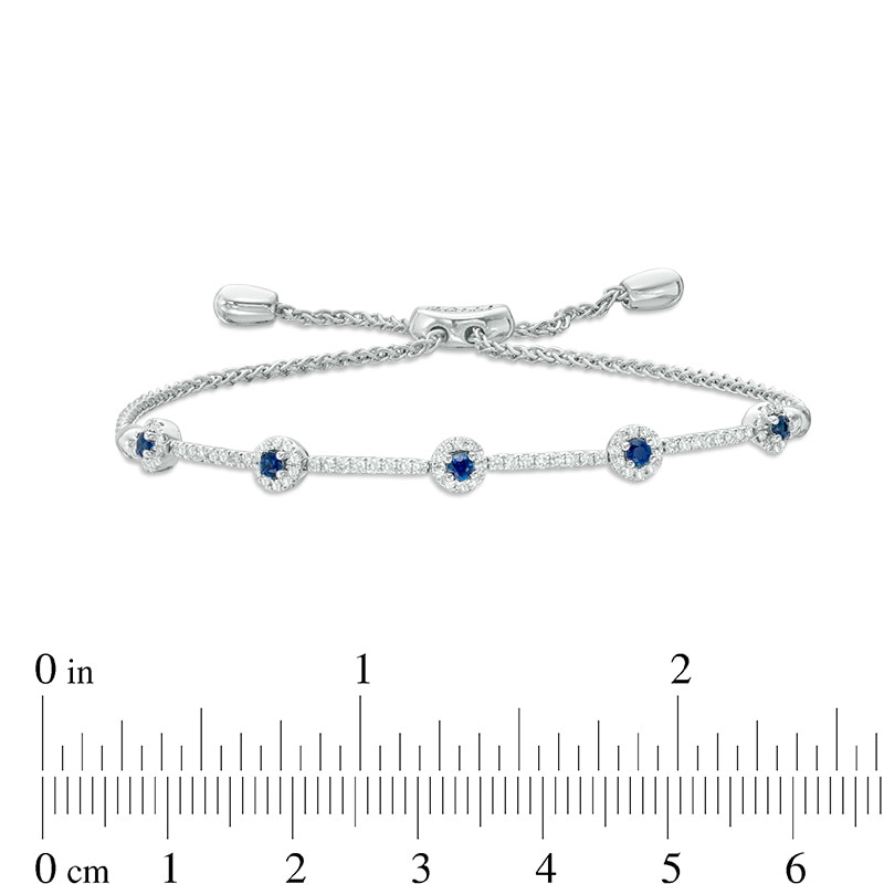 Main Image 3 of Previously Owned - Vera Wang Love Collection Blue Sapphire and 1/3 CT. T.W. Diamond Bracelet in Sterling Silver