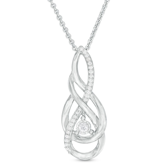 Previously Owned - 1/10 CT. T.w. Diamond Twist Flame Pendant in Sterling Silver