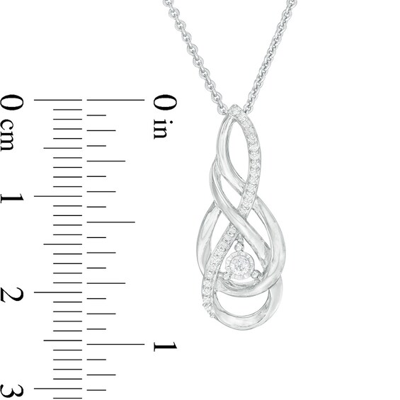 Previously Owned - 1/10 CT. T.w. Diamond Twist Flame Pendant in Sterling Silver