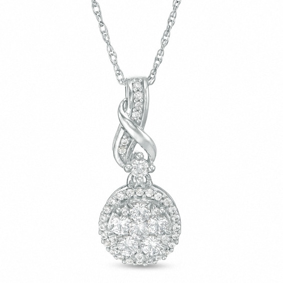 Previously Owned - 1/3 CT. T.w. Composite Diamond Twist Pendant in 10K White Gold