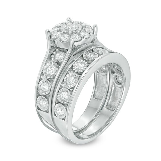 Previously Owned - 1 CT. T.w. Diamond Frame Bridal Set in 10K White Gold