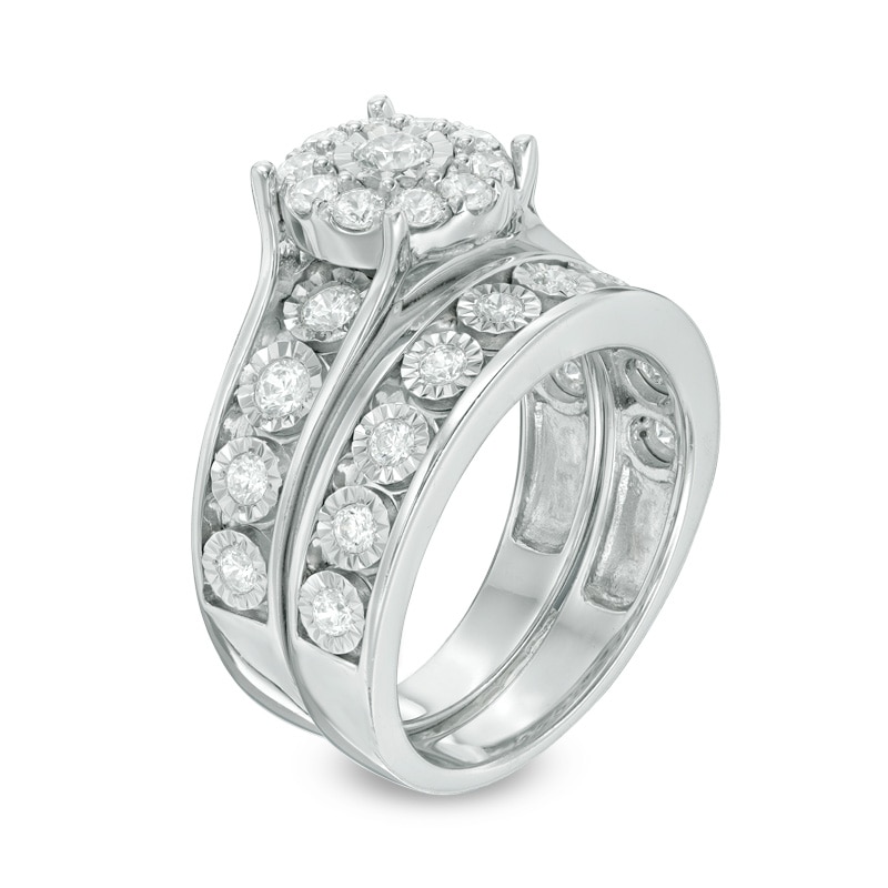 Main Image 2 of Previously Owned - 1 CT. T.W. Diamond Frame Bridal Set in 10K White Gold