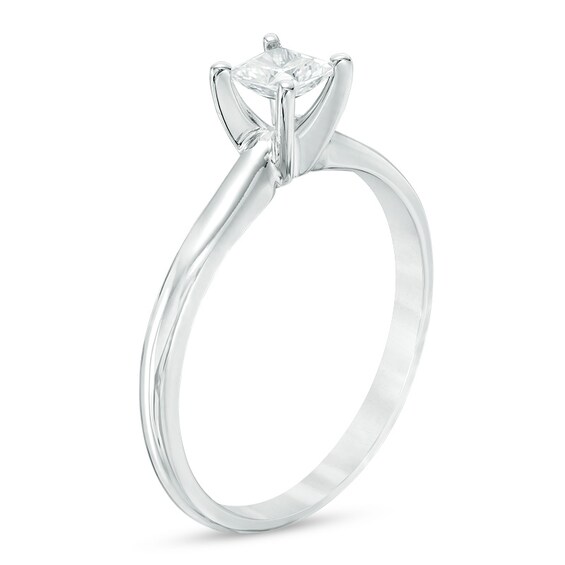 Previously Owned - 1/3 CT. Princess-Cut Diamond Solitaire Engagement Ring in 14K White Gold (I/I2)