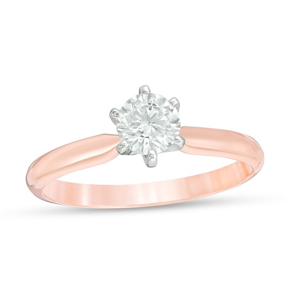 Previously Owned - 1/2 CT. Diamond Solitaire Engagement Ring in 14K Rose Gold (I/I2)