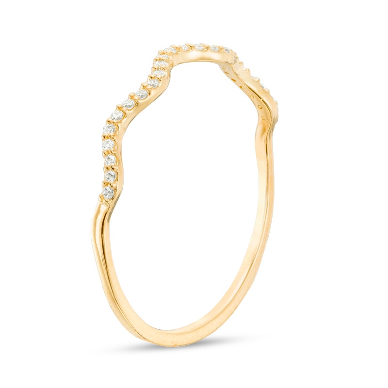 Main Image 2 of Previously Owned - 1/15 CT. T.W. Diamond Wave Anniversary Band in 10K Gold