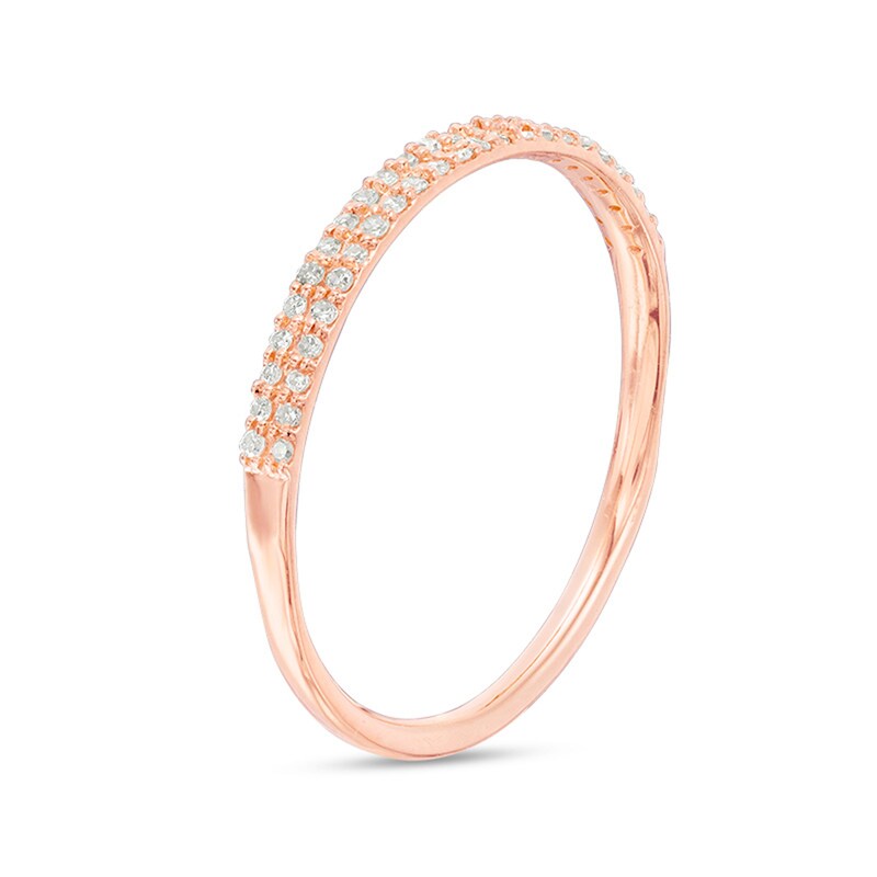 Main Image 2 of Previously Owned - 1/10 CT. T.W. Diamond Double Row Anniversary Band in 10K Rose Gold