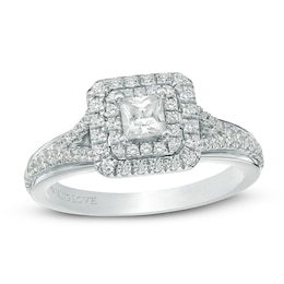 Previously Owned - Vera Wang Love Collection 5/8 CT. T.W. Princess-Cut Diamond Engagement Ring in 14K White Gold