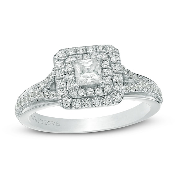 Previously Owned - Vera Wang Love Collection 5/8 CT. T.w. Princess-Cut Diamond Engagement Ring in 14K White Gold
