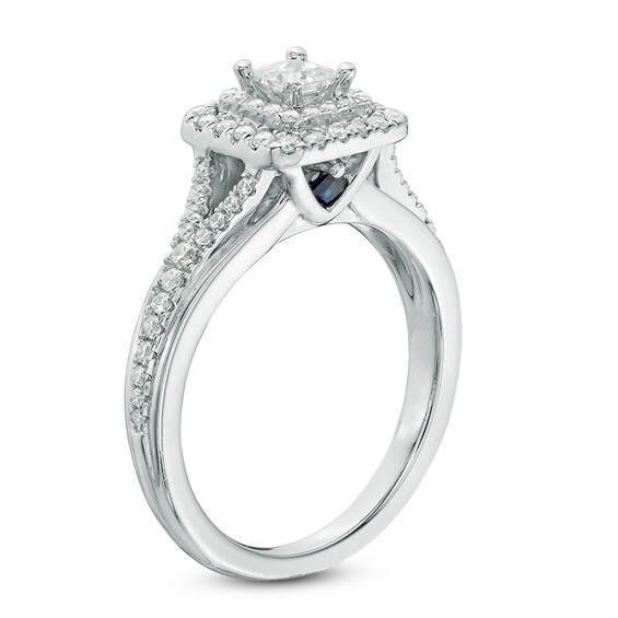 Previously Owned - Vera Wang Love Collection 5/8 CT. T.w. Princess-Cut Diamond Engagement Ring in 14K White Gold