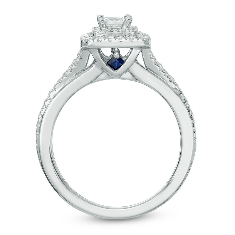 Main Image 3 of Previously Owned - Vera Wang Love Collection 5/8 CT. T.W. Princess-Cut Diamond Engagement Ring in 14K White Gold