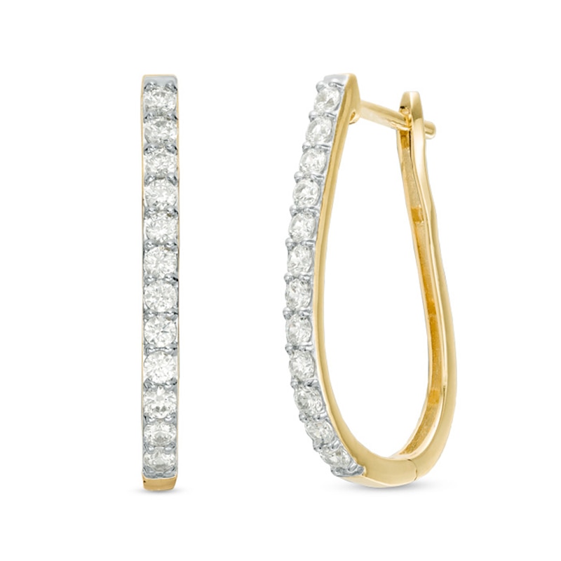 Main Image 1 of Previously Owned - 1 CT. T.W. Diamond Hoop Earrings in 10K Gold