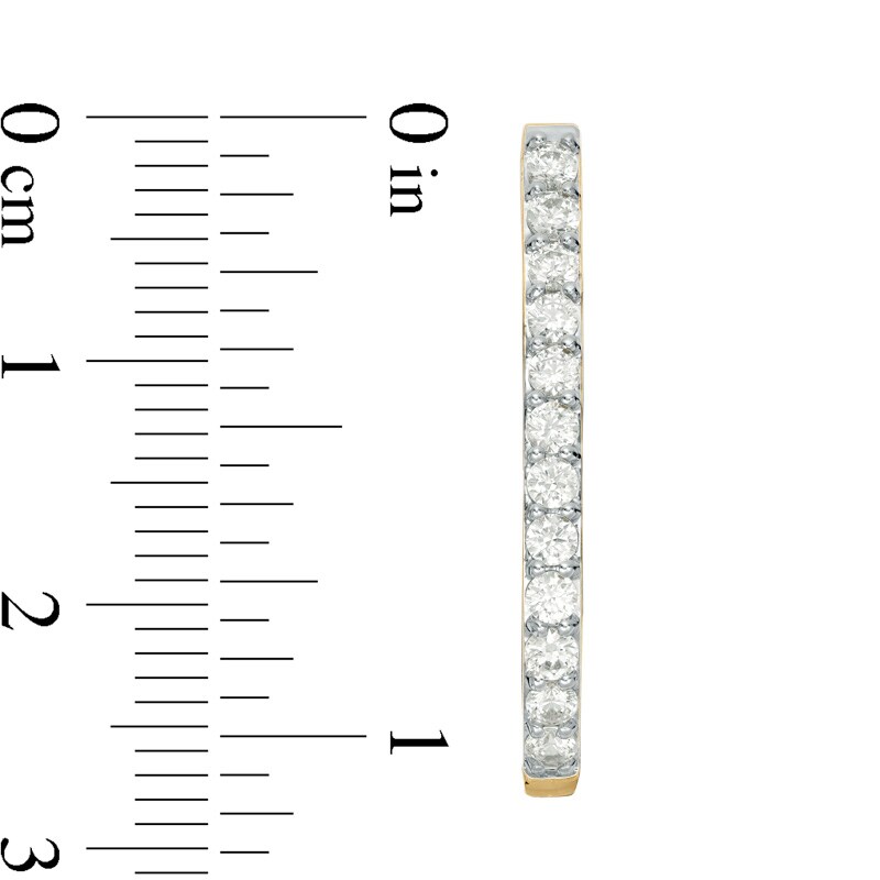 Main Image 2 of Previously Owned - 1 CT. T.W. Diamond Hoop Earrings in 10K Gold