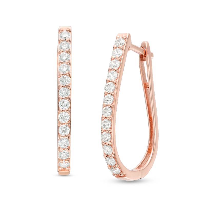 Main Image 1 of Previously Owned - 1 CT. T.W. Diamond Hoop Earrings in 10K Rose Gold