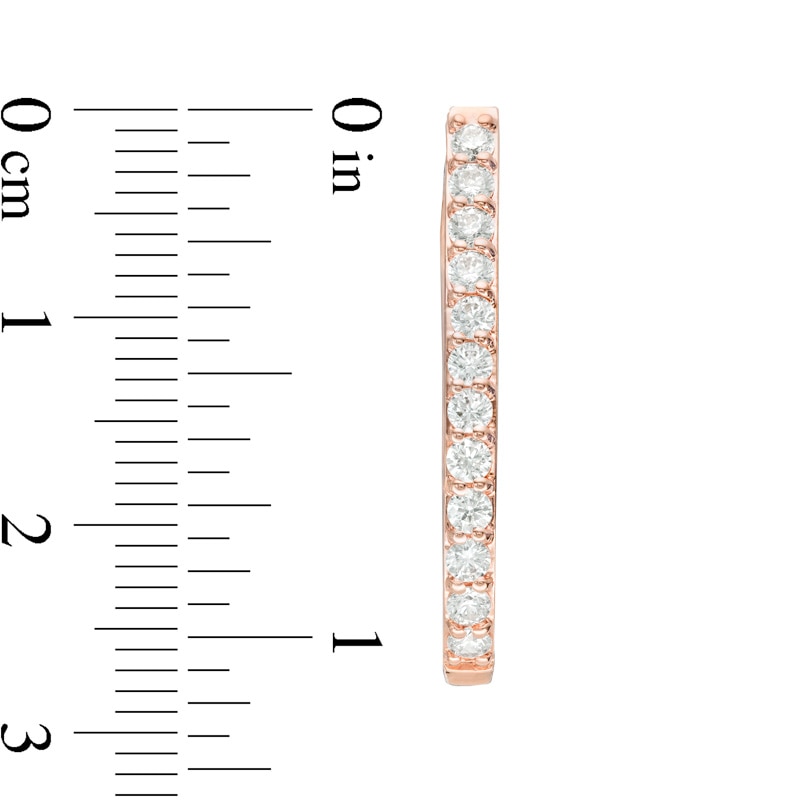 Main Image 2 of Previously Owned - 1 CT. T.W. Diamond Hoop Earrings in 10K Rose Gold