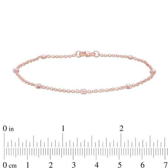Previously Owned - 1/6 CT. T.w. Diamond Five Stone Station Bracelet in 10K Rose Gold - 7.5"