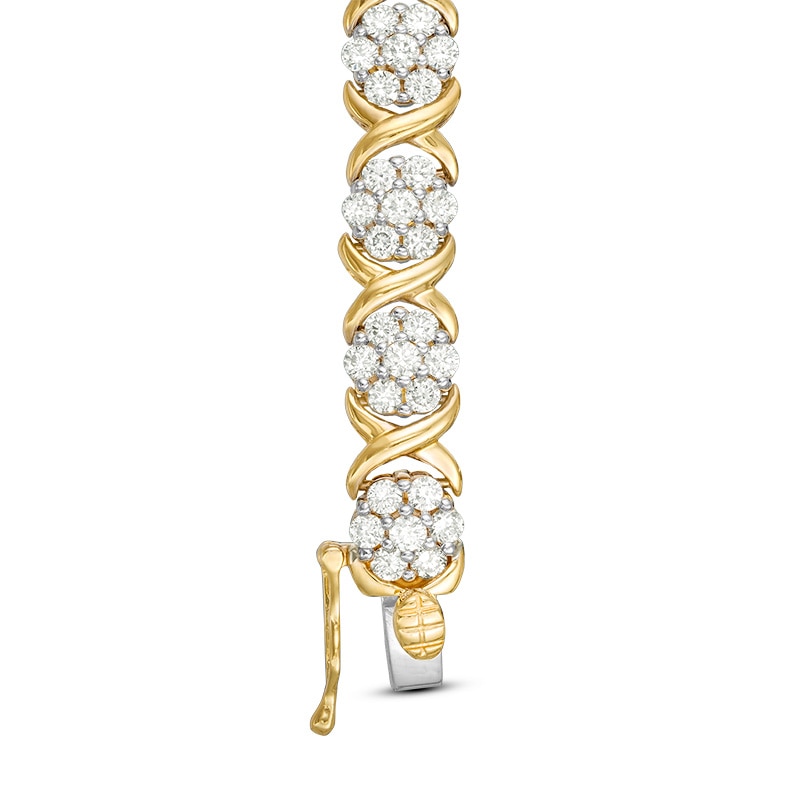 Main Image 2 of Previously Owned - 4 CT. T.W. Composite Diamond Flower "X" Alternating Bracelet in 10K Gold
