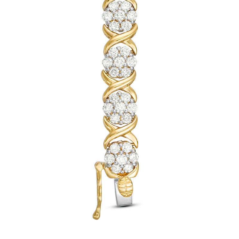 Previously Owned - 4 CT. T.W. Composite Diamond Flower "X" Alternating Bracelet in 10K Gold