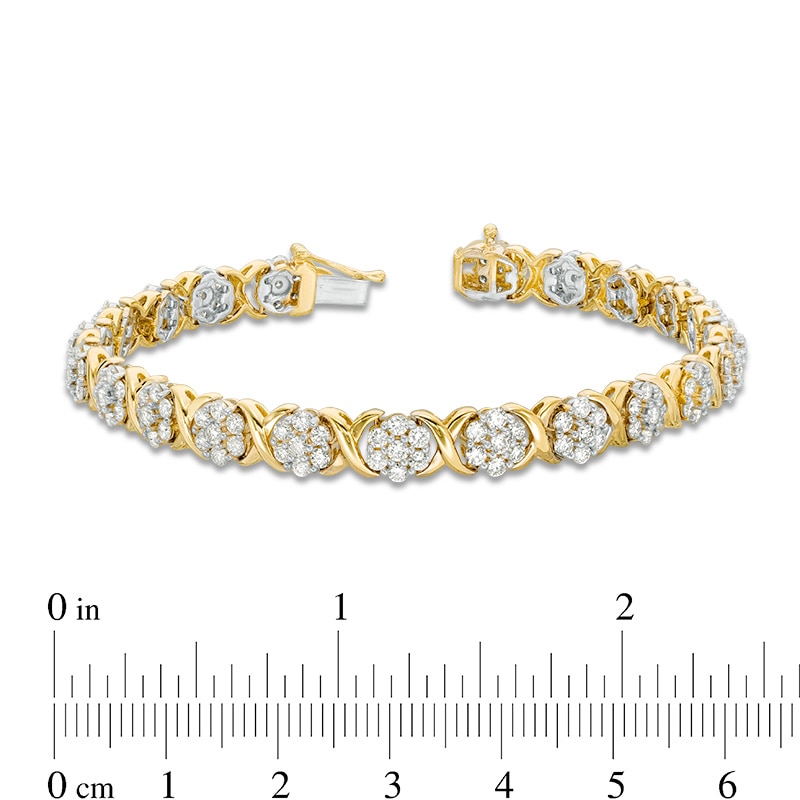 Previously Owned - 4 CT. T.W. Composite Diamond Flower "X" Alternating Bracelet in 10K Gold