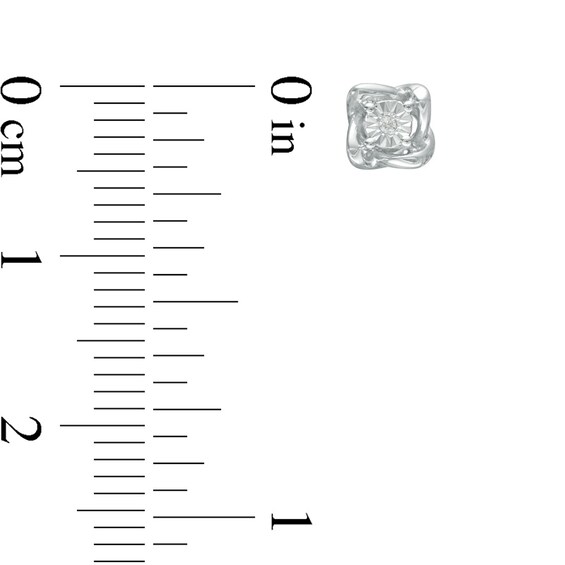 Previously Owned - Diamond Accent Solitaire Twist Frame Stud Earrings in Sterling Silver