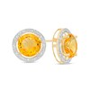 Thumbnail Image 1 of Previously Owned - 12.0mm Lab-Created Citrine and 1/10 CT. T.W. Diamond Frame Stud Earrings in 10K Gold