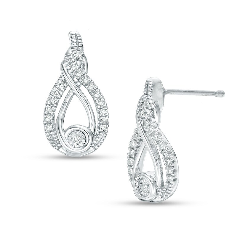 Main Image 1 of Previously Owned - Interwoven™ 1/8 CT. T.W. Diamond Drop Earrings in Sterling Silver