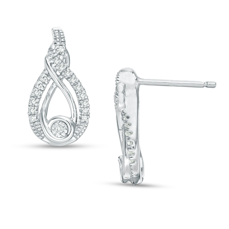 Main Image 2 of Previously Owned - Interwoven™ 1/8 CT. T.W. Diamond Drop Earrings in Sterling Silver