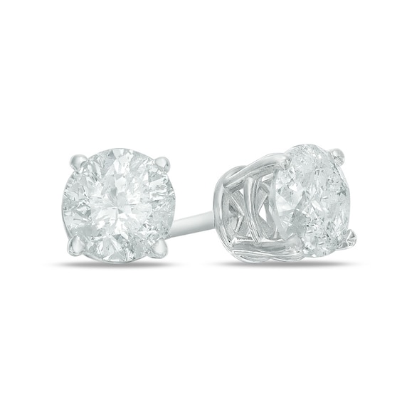 Previously Owned - 1-1/5 CT. T.w. Diamond Solitaire Stud Earrings in 14K White Gold