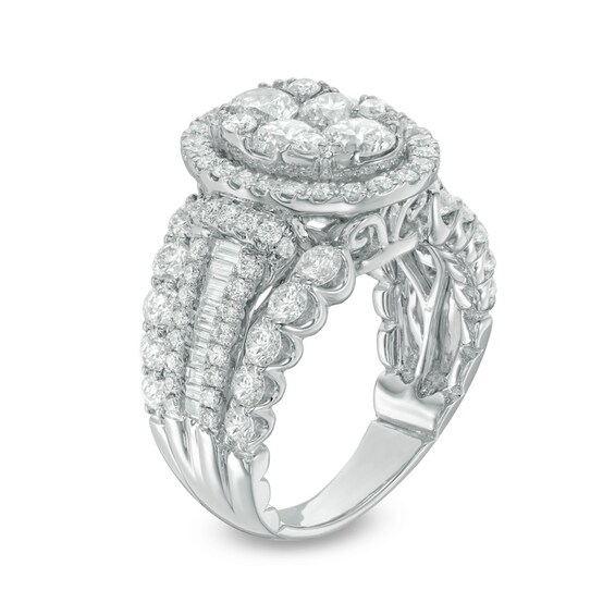 Previously Owned - 3 CT. T.w. Composite Diamond Frame Multi-Row Engagement Ring in 14K White Gold