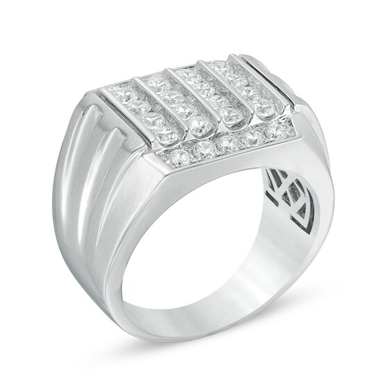 Previously Owned - 1-1/2 CT. T.w. Composite Diamond Square Top Grooved Shank Ring in 10K White Gold